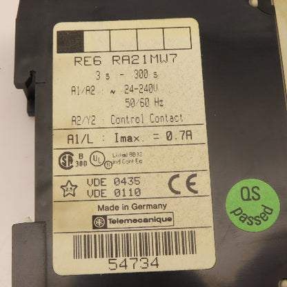 Telemecanique RE6 RA21MW7 Timing Relay 3-300s 24-240V