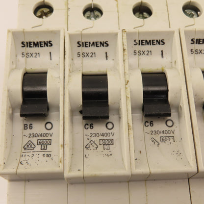 Siemens 5SX21 Single Pole Circuit Breaker 6A 230/400V B6 C6 Lot Of 8