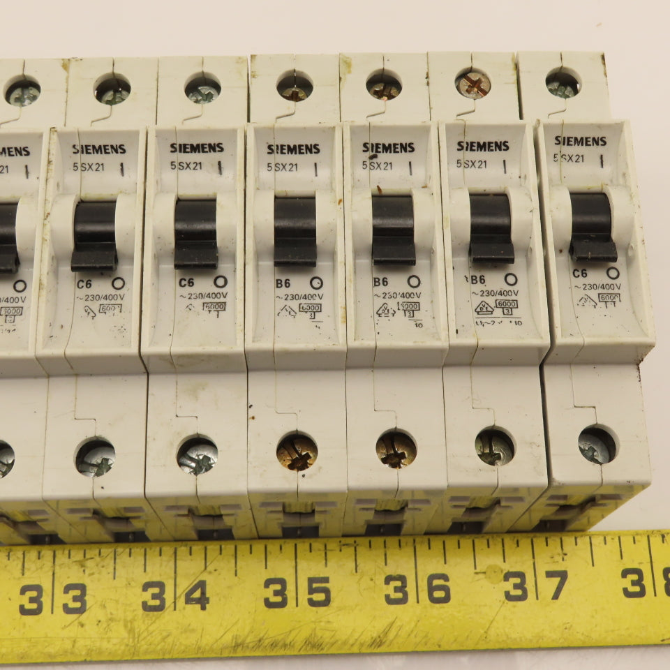 Siemens 5SX21 Single Pole Circuit Breaker 6A 230/400V B6 C6 Lot Of 8