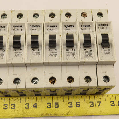 Siemens 5SX21 Single Pole Circuit Breaker 6A 230/400V B6 C6 Lot Of 8