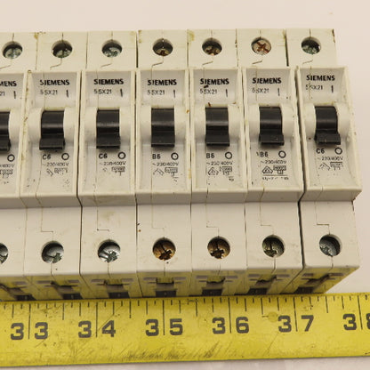 Siemens 5SX21 Single Pole Circuit Breaker 6A 230/400V B6 C6 Lot Of 8