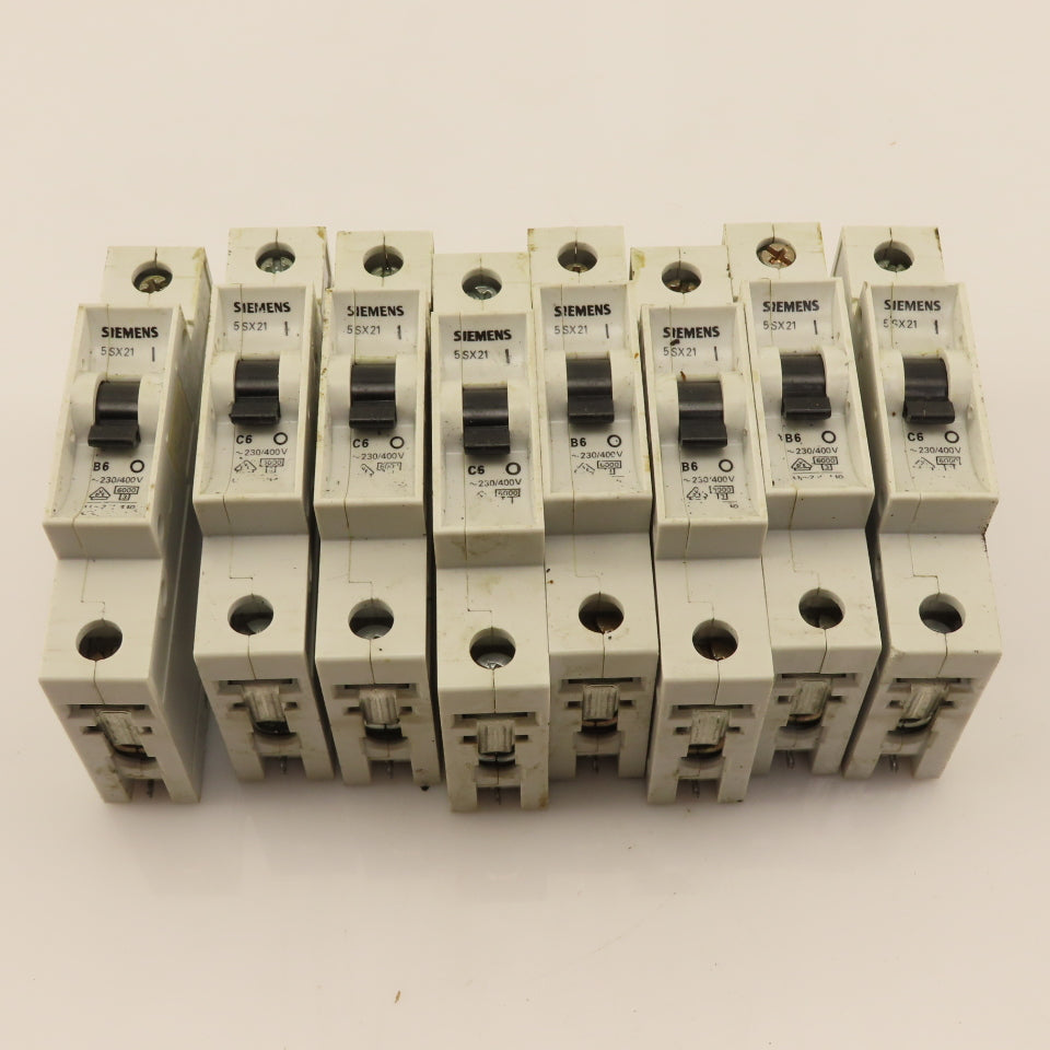 Siemens 5SX21 Single Pole Circuit Breaker 6A 230/400V B6 C6 Lot Of 8