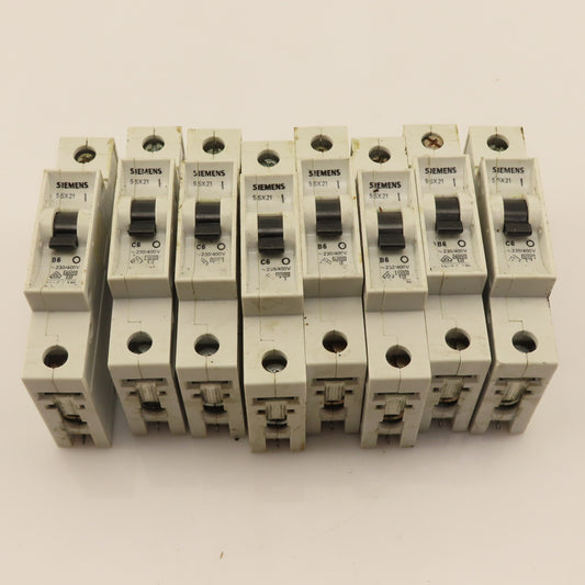 Siemens 5SX21 Single Pole Circuit Breaker 6A 230/400V B6 C6 Lot Of 8