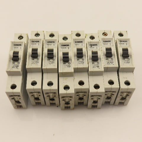 Siemens 5SX21 Single Pole Circuit Breaker 6A 230/400V B6 C6 Lot Of 8