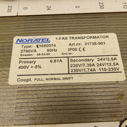Noratel 71650074 400 ±5%HV Multi LV Tap 24-230LV 50Hz 2760VA Transformer