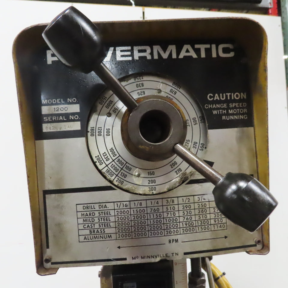 Powermatic 1200  20" Drill Press 1-1/2HP 230/460V 3Ph #3 MT Var spd doesnt work