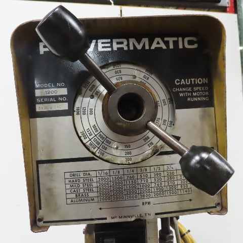 Powermatic 1200  20" Drill Press 1-1/2HP 230/460V 3Ph #3 MT Var spd doesnt work