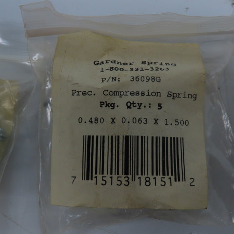 Gardner 36098G Precision Compression Spring 0.480" x 0.063" x 1.500" Lot Of 45