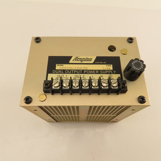 Acopian 15GT25D Dual Output Power Supply 105-125V Input 15V Output