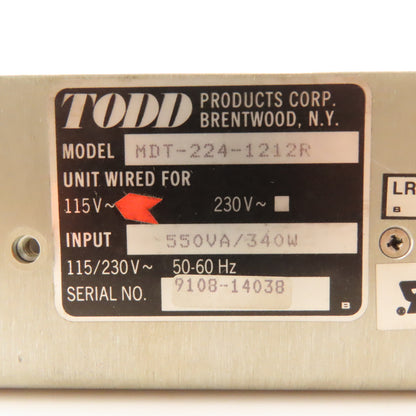 Todd Products MDT-224-1212R 115V Power Supply 5/12/12/-12VDC Output