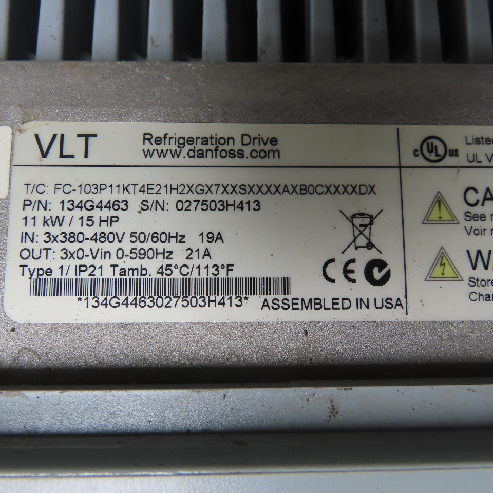 Danfoss VLT 134G4463 Refrigeration Drive 11kW 15HP In 3x380-480V Out 0-590Hz