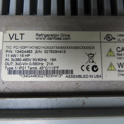 Danfoss VLT 134G4463 Refrigeration Drive 11kW 15HP In 3x380-480V Out 0-590Hz