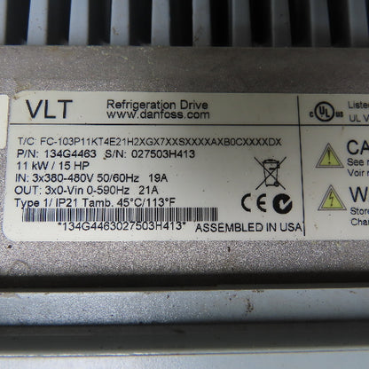 Danfoss VLT 134G4463 Refrigeration Drive 11kW 15HP In 3x380-480V Out 0-590Hz
