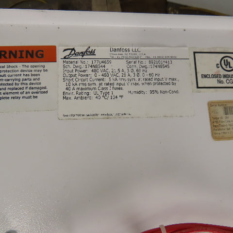 Danfoss VLT 134G4463 Refrigeration Drive 11kW 15HP In 3x380-480V Out 0-590Hz