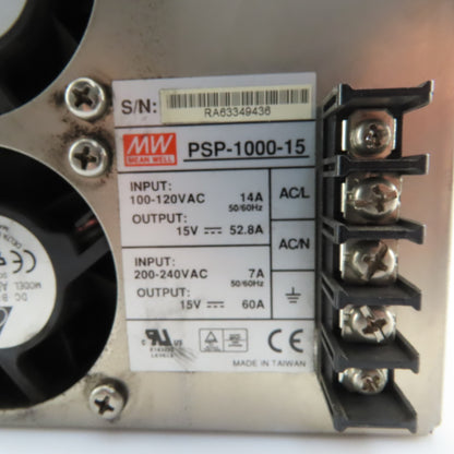 Mean Well PSP-1000-15 100-240V Input 50/60Hz 15VDC Output Power Supply