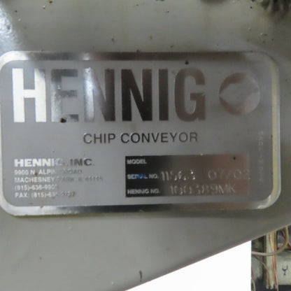 Hening Magnetic Incline Chip Conveyor 10" Belt 25FPM 49 To 25" Discharge 3Ph