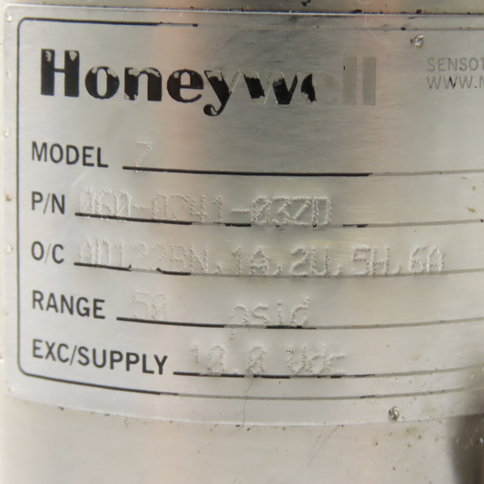 Honeywell 060-0741-03ZD 10VDC Pressure Transducer 50 PSID 1/8NPT