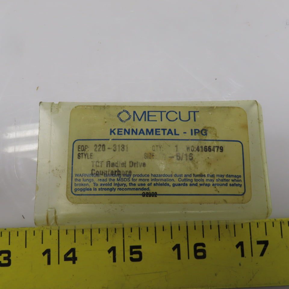 Kennametal 220-3131 Carbide Tipped Tct 1-5/16" Radial Drive Counterbore 4 Flute