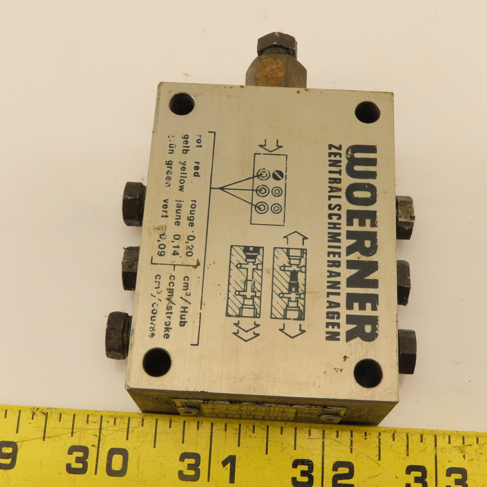 Woerner VPB-B6/V Progressive Lubrication Distributor Block Manifold