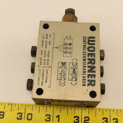 Woerner VPB-B6/V Progressive Lubrication Distributor Block Manifold