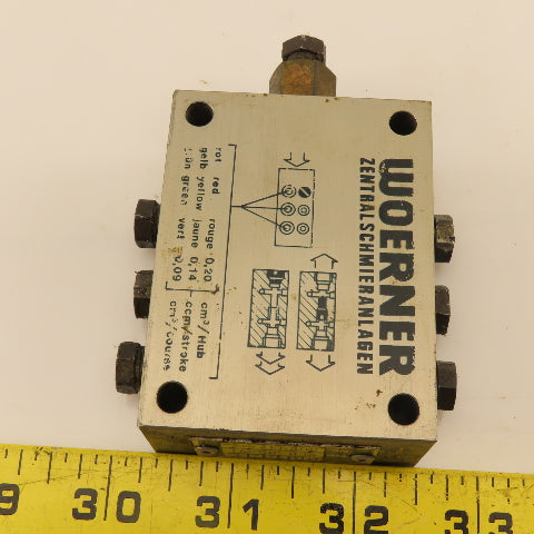 Woerner VPB-B6/V Progressive Lubrication Distributor Block Manifold