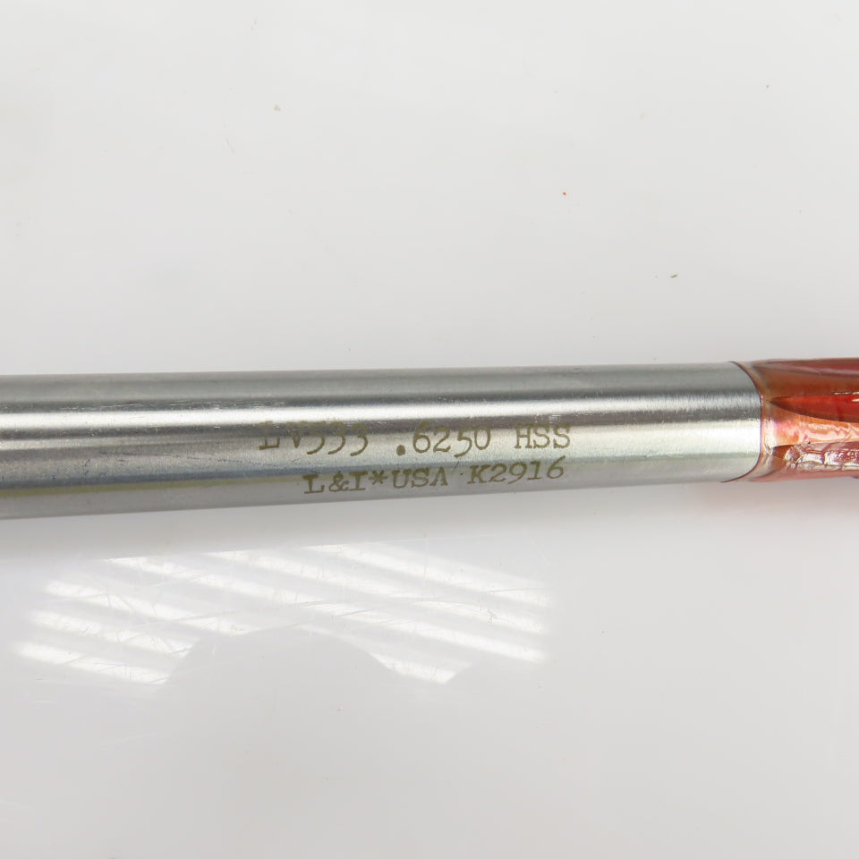 L & I LV533.6250 5/8" Coolant Through Chucking Reamer HSS 9/16" Shank 9" OAL