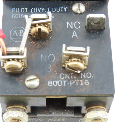 Allen Bradley 800T-PT16 600V Heavy Duty Illuminated Push Button White 120V Lamp