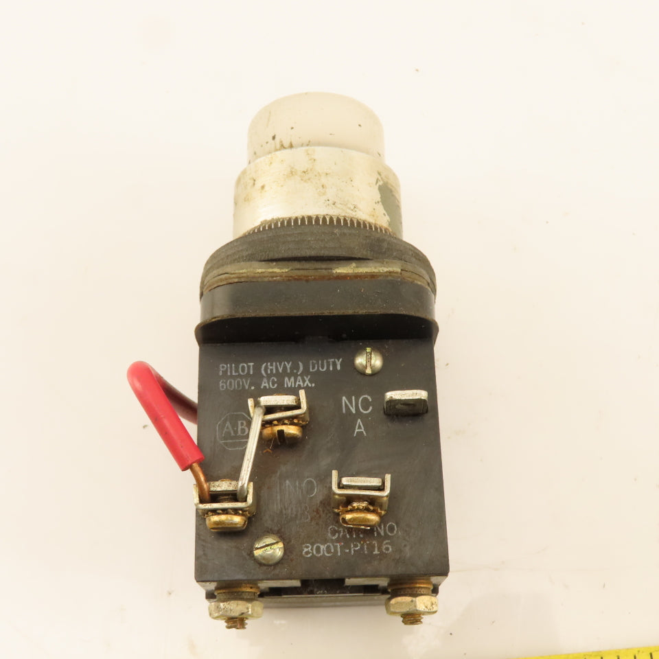 Allen Bradley 800T-PT16 600V Heavy Duty Illuminated Push Button White 120V Lamp