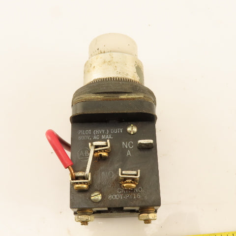 Allen Bradley 800T-PT16 600V Heavy Duty Illuminated Push Button White 120V Lamp