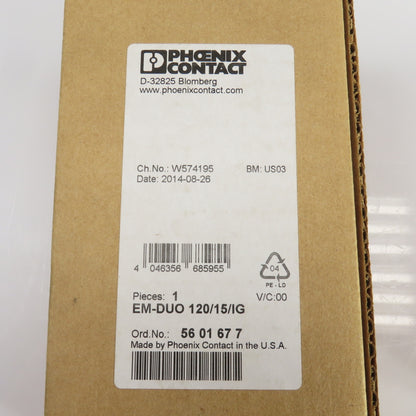 Phoenix Contact EM-DUO 120/15/IG Rail-Mounted Dual Power Outlet 120VAC 15A