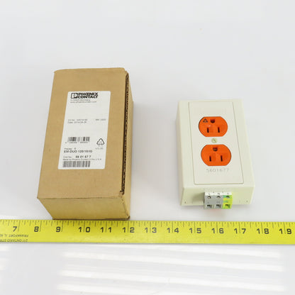 Phoenix Contact EM-DUO 120/15/IG Rail-Mounted Dual Power Outlet 120VAC 15A