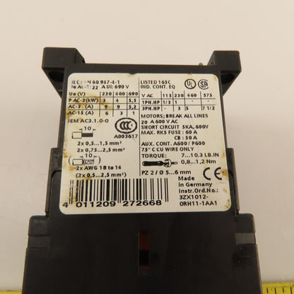 Siemens 3RT1016-1AF01 600V 20A Contactor Relay 110V Coil