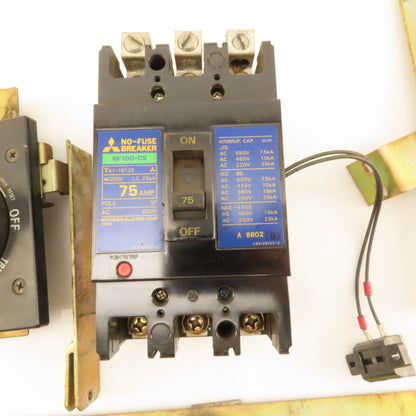 Siemens NF100CF 75A 600V Circuit Breaker W/ Rotary Panel Operator Disconnect