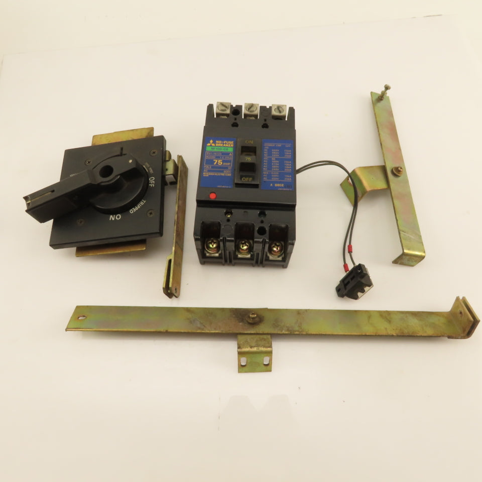Siemens NF100CF 75A 600V Circuit Breaker W/ Rotary Panel Operator Disconnect