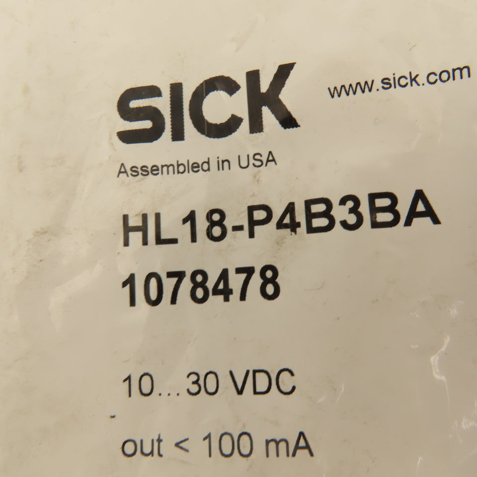 Sick HL18-P4B3BA SureSense Hybrid Photoelectric Sensor 1030VDC