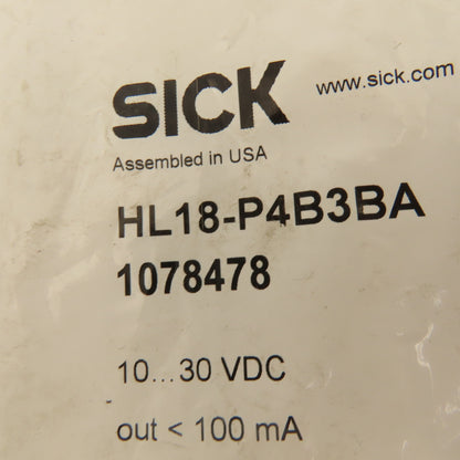 Sick HL18-P4B3BA SureSense Hybrid Photoelectric Sensor 1030VDC