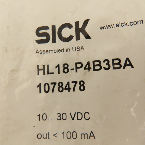Sick HL18-P4B3BA SureSense Hybrid Photoelectric Sensor 1030VDC