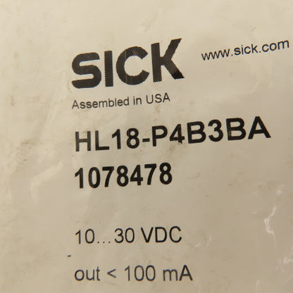 Sick HL18-P4B3BA SureSense Hybrid Photoelectric Sensor 1030VDC