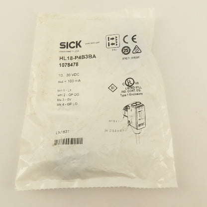 Sick HL18-P4B3BA SureSense Hybrid Photoelectric Sensor 1030VDC