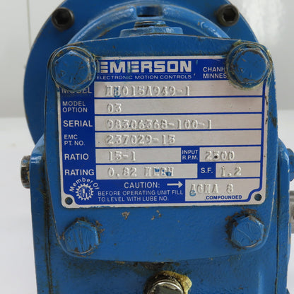 Emerson NH015A949-1 240VAC 1.01HP Servo Motor W/Right Angle Gearbox 15:1 Ratio