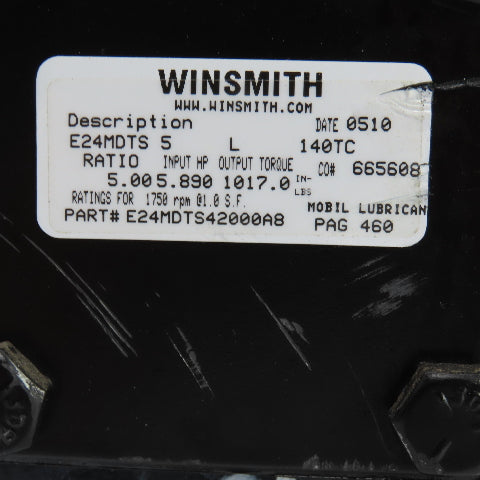 Winsmith E24MDTS42000A8 5:1 Ratio Right Angle Gear Reducer 140TC Frame
