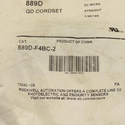 Allen Bradley 889D-F4BC-2 QD Cordset 4 Pin Micro DC Straight 2 Meter Cable