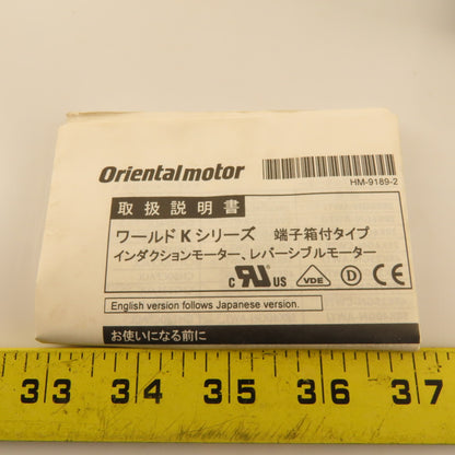 Oriental Motor 21K6GN-AWTU Induction Motor 100/115V 50/60Hz 1450RPM
