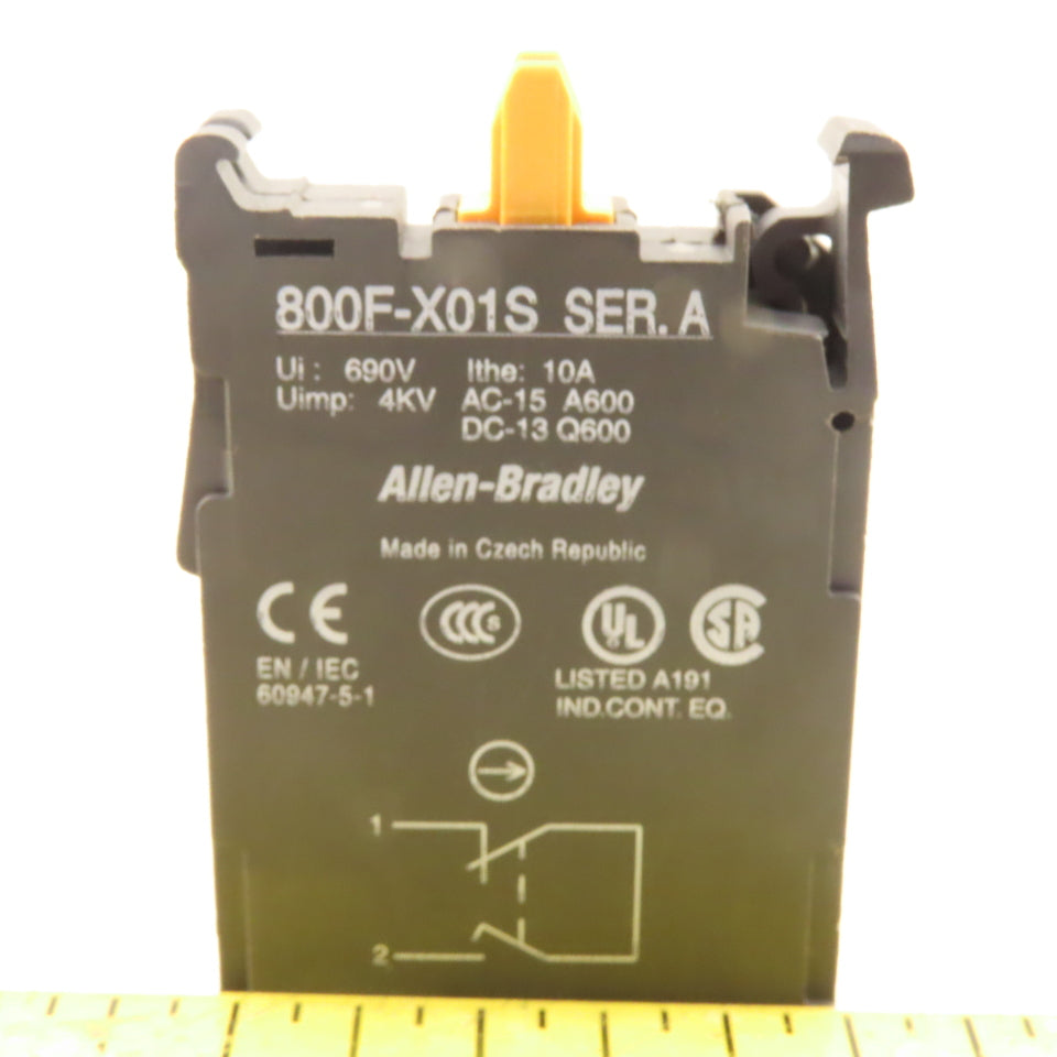 Allen Bradley 800F-X01S Self Monitoring Contact Block 600V