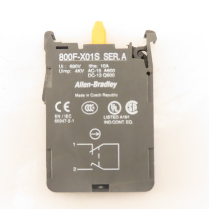 Allen Bradley 800F-X01S Self Monitoring Contact Block 600V