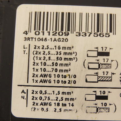 Siemens 3RT1046-1AG20 Contactor Relay 95A 45kW 400VAC 3 Pole 110V Coil
