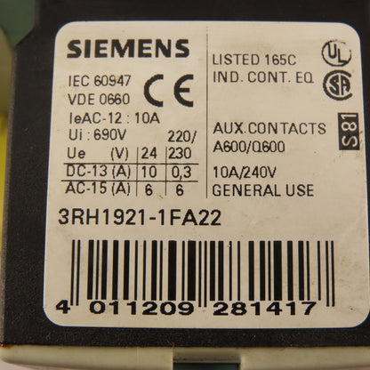 Siemens 3RT1046-1AG20 Contactor Relay 95A 45kW 400VAC 3 Pole 110V Coil