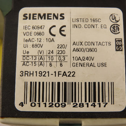 Siemens 3RT1046-1AG20 Contactor Relay 95A 45kW 400VAC 3 Pole 110V Coil