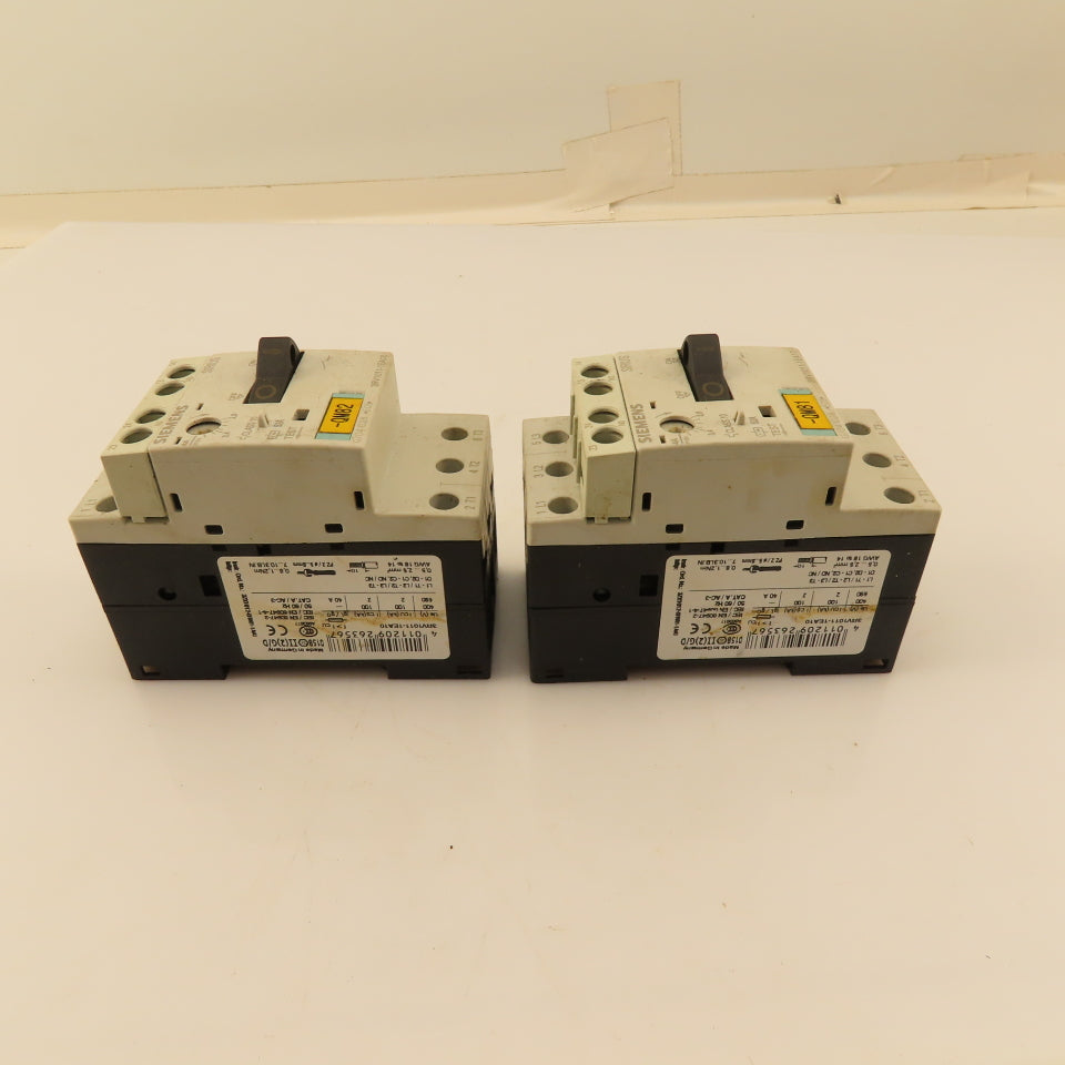Siemens 3RV1011-1EA10 Manual Motor Starter Overload 400V 3Ph 2.8-4A Trip Lot/2