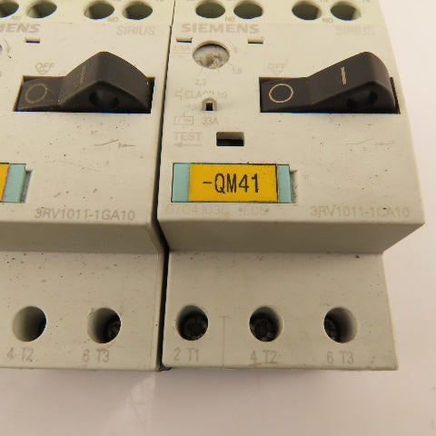 Siemens 3RV1011-1CA10 600V 3Ph Motor Starter Overload Breaker Mixed Lot Of 4